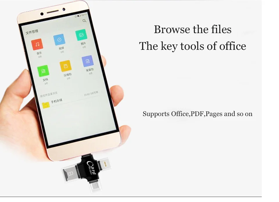 4 в 1 устройство для чтения телефонных карт с интерфейсом USB/Micro USB/type-C/lightning для Micro SD карты, соединяющейся со смартфоном-черный цвет