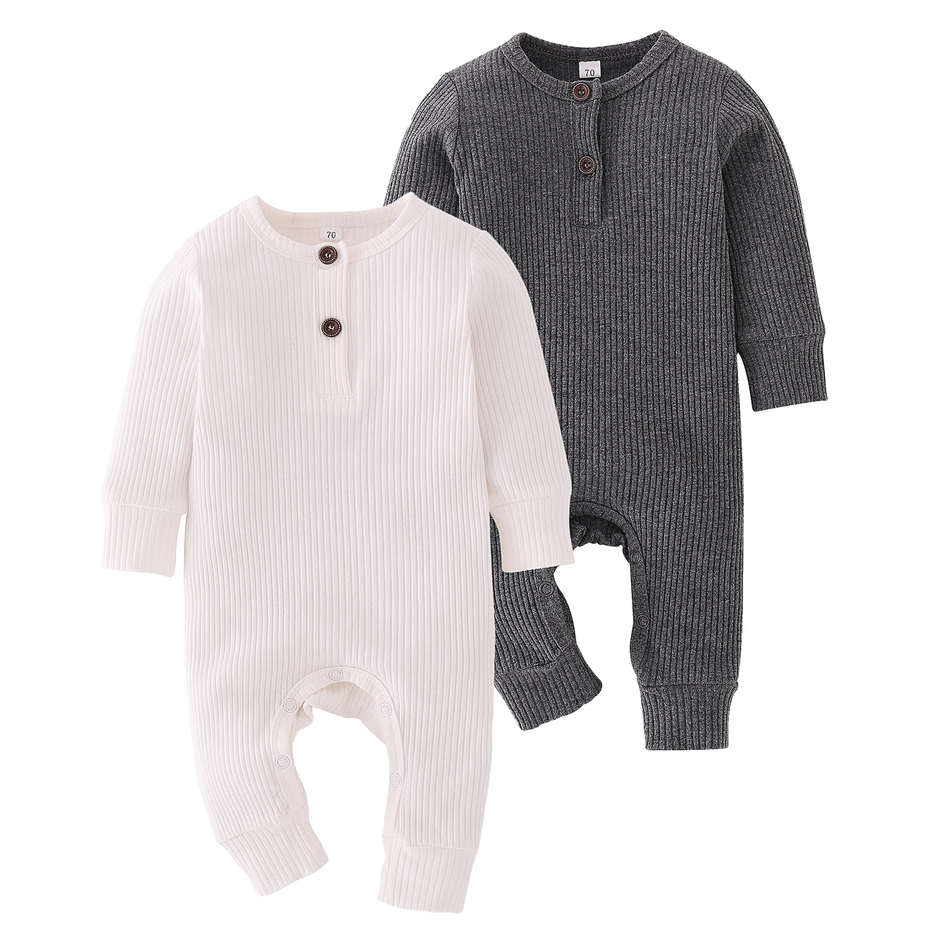 Детский трикотажный комбинезон в рубчик с длинным рукавом|Ромперы| |