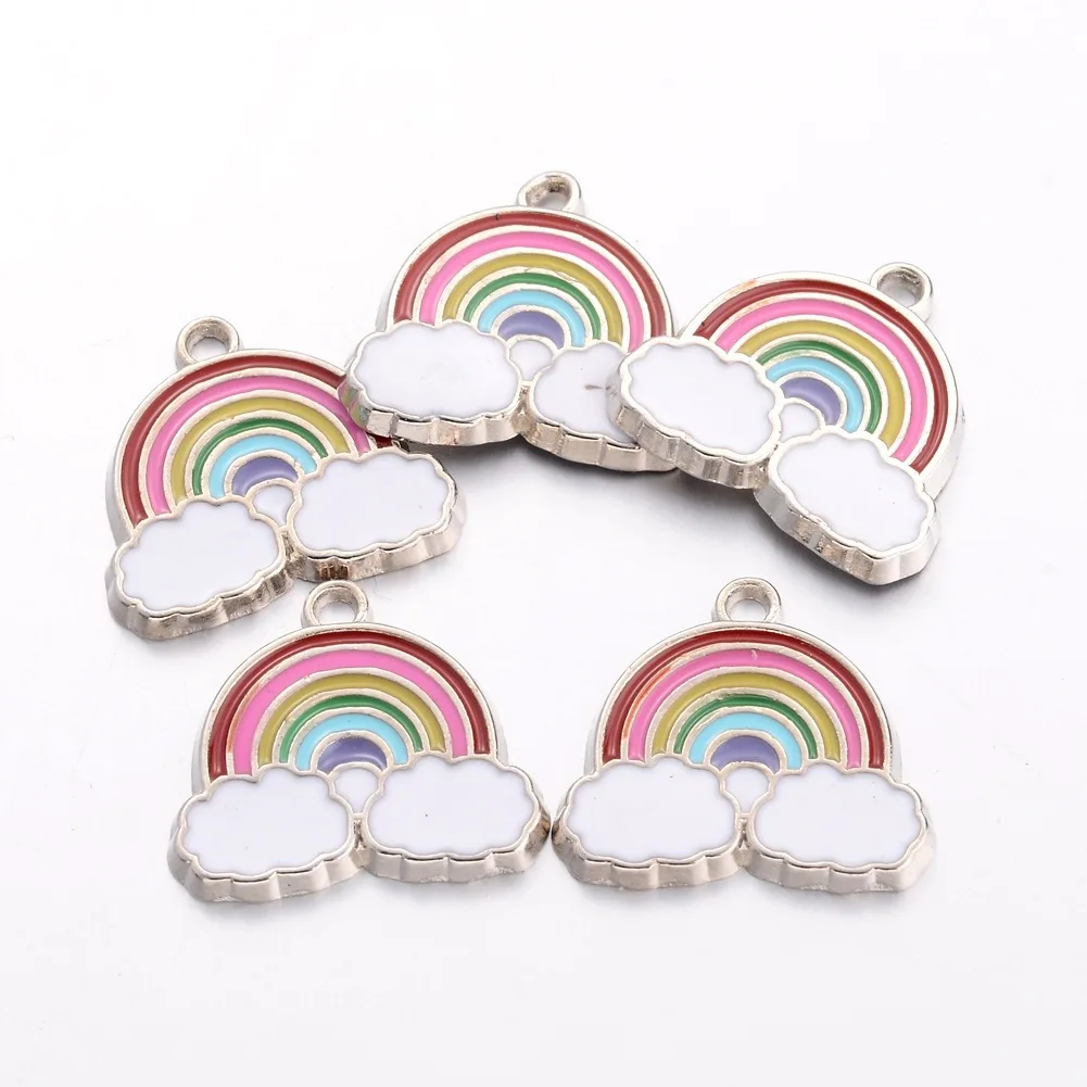 

Tibetan silver alloy dripping oil accessories rainbow pendant bracelet necklace making accessories diy accessories