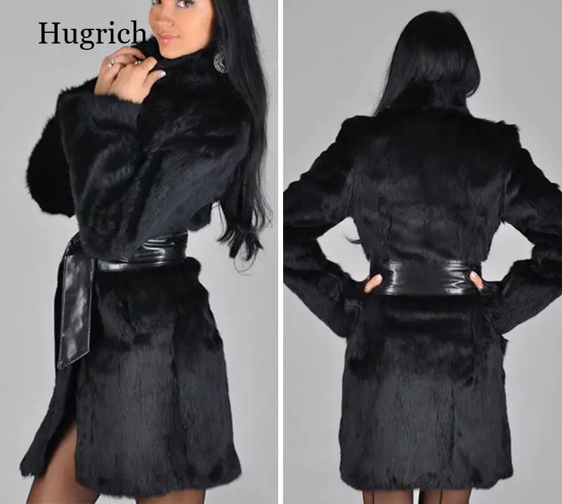 Женское зимнее пальто с поясом утепленное меховое из искусственной кожи женская