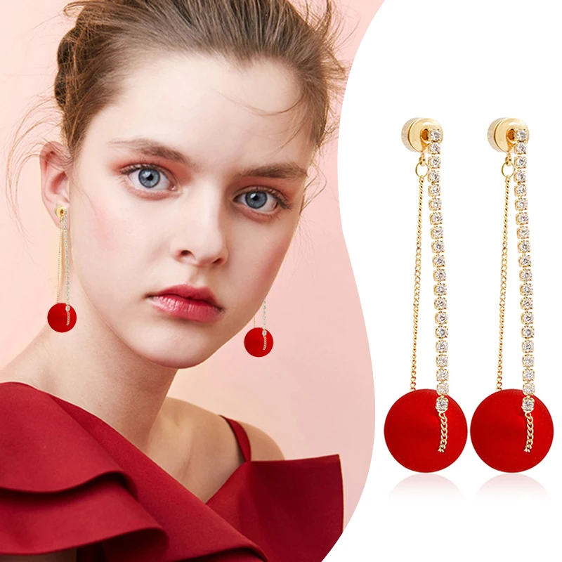 

Fashion Crystal Bow Knot Stud Earrings For Women Pearl Cherry Flowers Rhinestone Red Earring Girls Party Christmas Jewelry Gifts