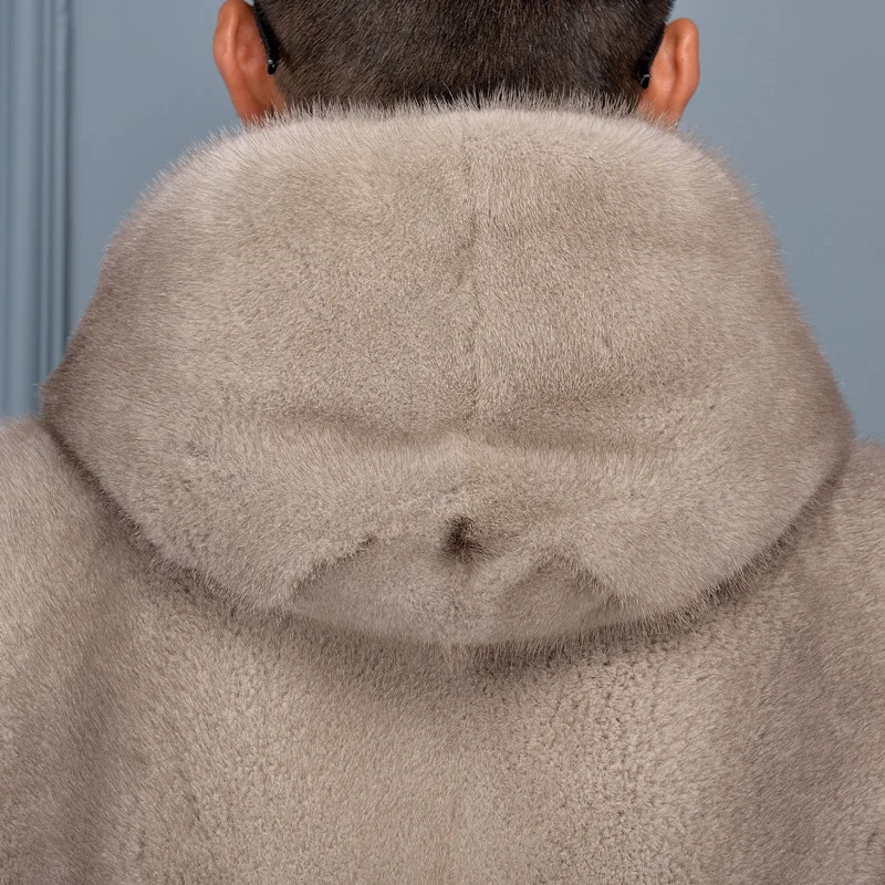 Шуба мужская из натурального меха норки зимняя короткая норковая шуба с