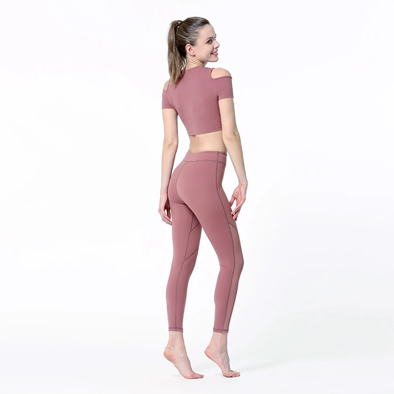 Футболка для спортзала или йоги с круглым вырезом женский топ фитнеса коротким