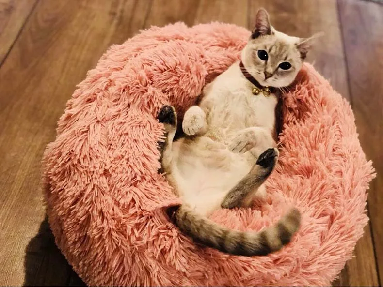 

Warm Fleece Dog Bed Round Pet Lounger Cushion For Small Medium Large Dogs Cat Winter Dog Kennel Puppy Mat Pet Bed