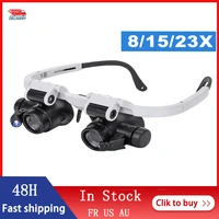 8x15x23x led magnifier glasses two led lights adjustable led lamp head magnifying glasses household lupa tools