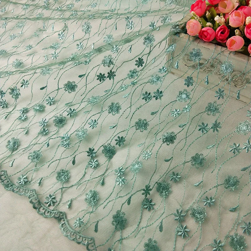 Разноцветная кружевная Цветочная вышивка ширина 120 см для сада вечерние платья