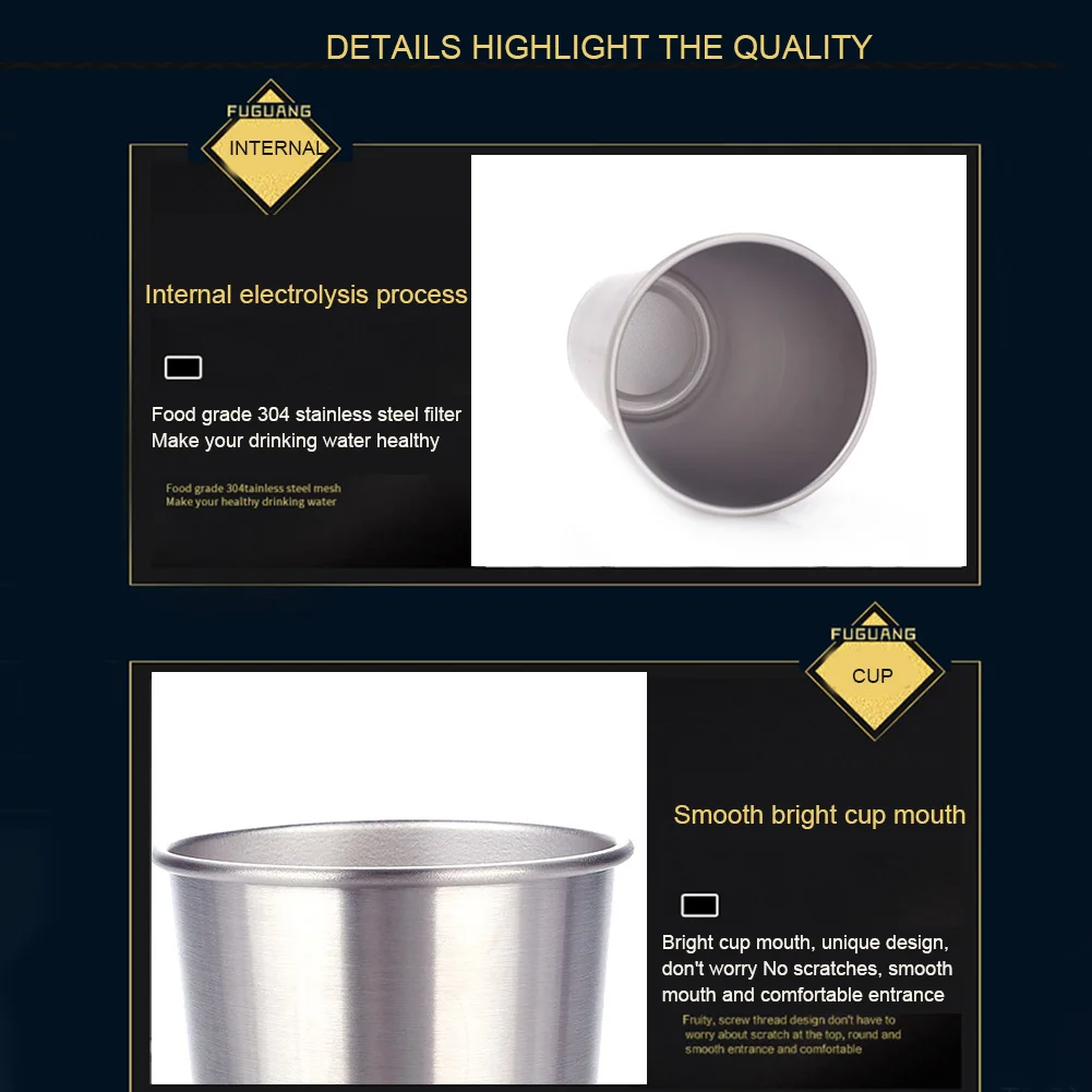 Кружка из нержавеющей стали серебристая кружка для бара напитков пивная 350 мл/500