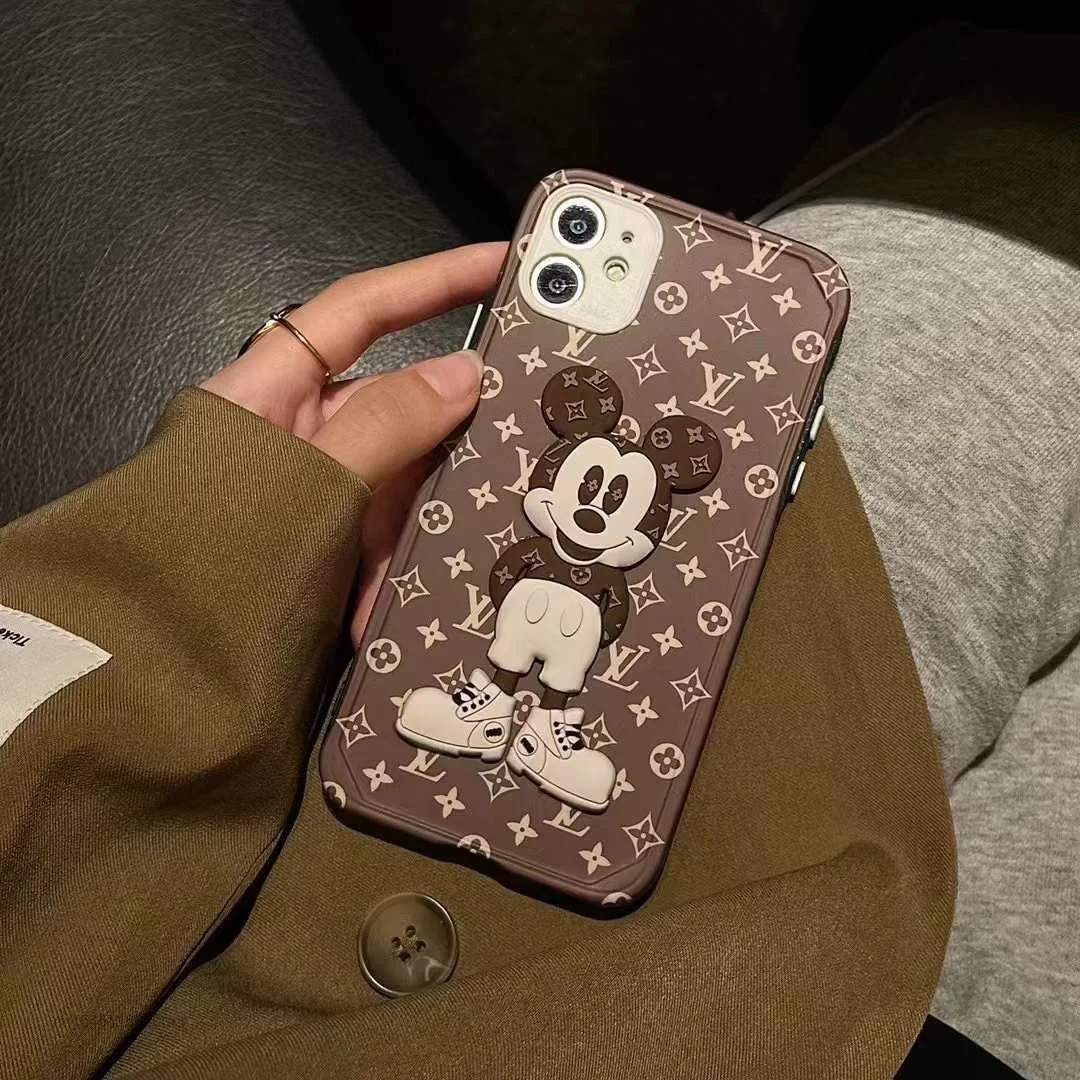 disney cute mickey mouse luxury phone case for iphone 13 pro max xs 12 11 xr cover y2k kawaii girls aesthetic trendy women 90s free global shipping