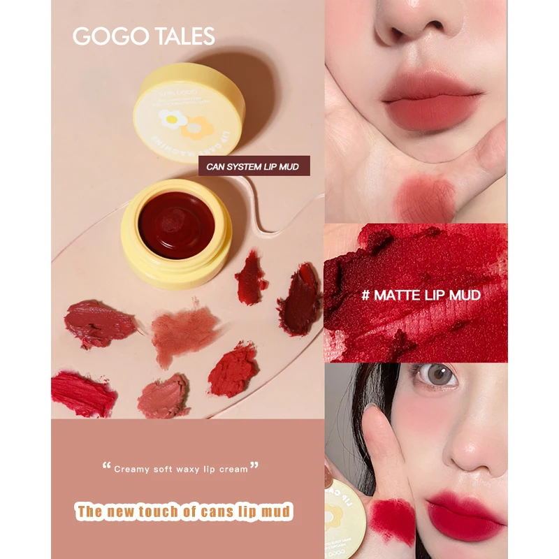 

1PC Mousse Canned Lip Mud Brightening And Moisturizing Velvet Matte Lipstick Natural Waterproof ​Lip Beauty Cosmetic TSLM1