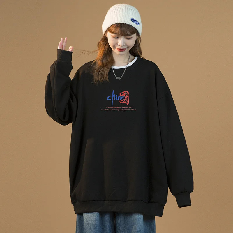 

Hoodies Couples Wear Round Neck Sweatshirt Korean Loose Bf Lazy Wind Sweatshirt Streetwear Oversized Hoodie Harajuku Hoodies