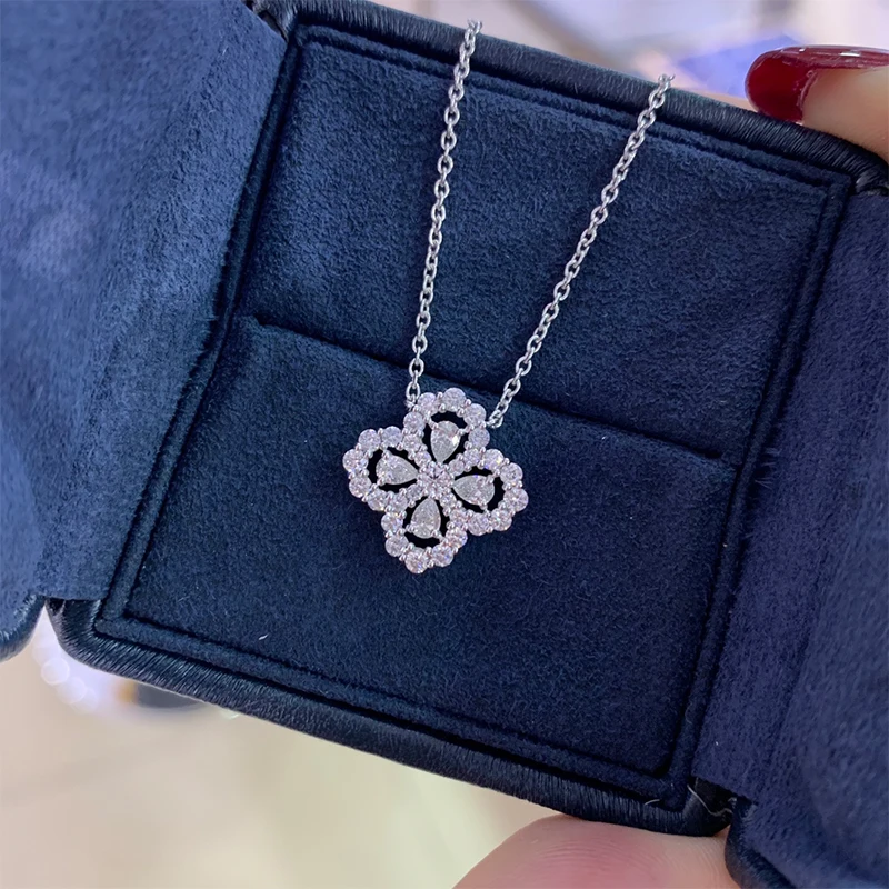 LUOWEND 100% 18K ожерелье из белого золота с подвеской настоящего натурального