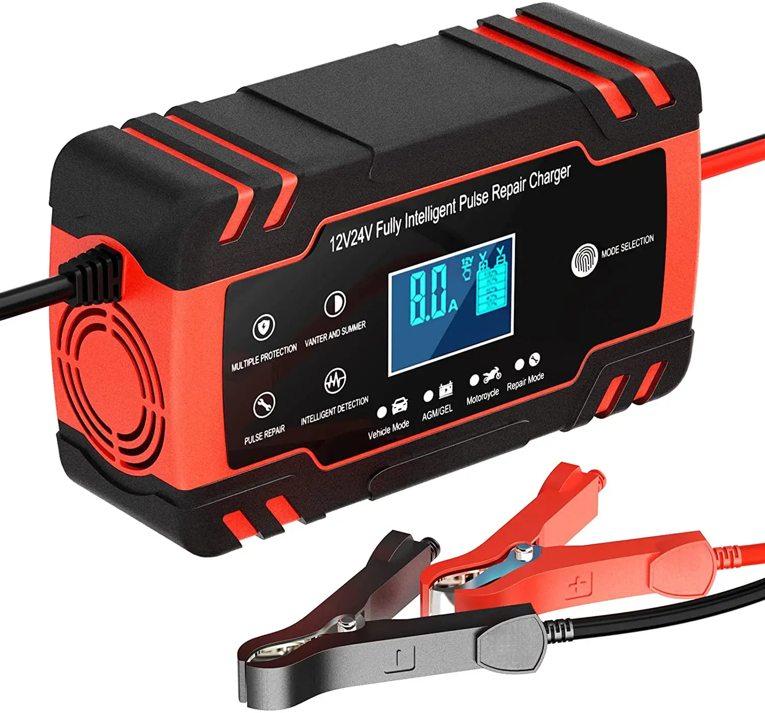

8Amp 12V/24V Smart Car Battery Charger Jump Starter with Automatic Pulse Repair
