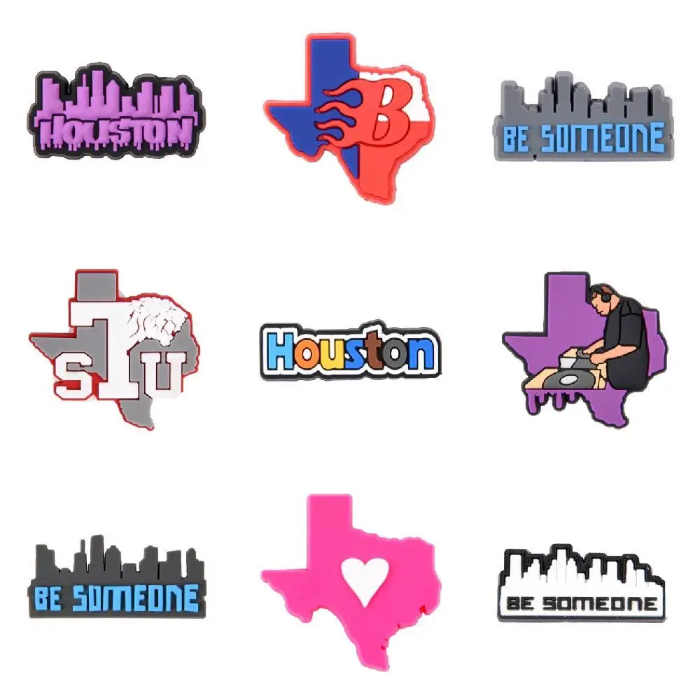 New Custom 1 Pcs Flag Croc Shoe Charms American Huston State Shoes Decorations Mexico India Israel Dominican Country Accessories