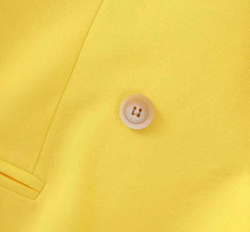 

2020 Ladies Long Blazer Yellow Full Sleeve Double Breasted Solid Casual Turn-down Collar Business Blazer Coat Female Jacket