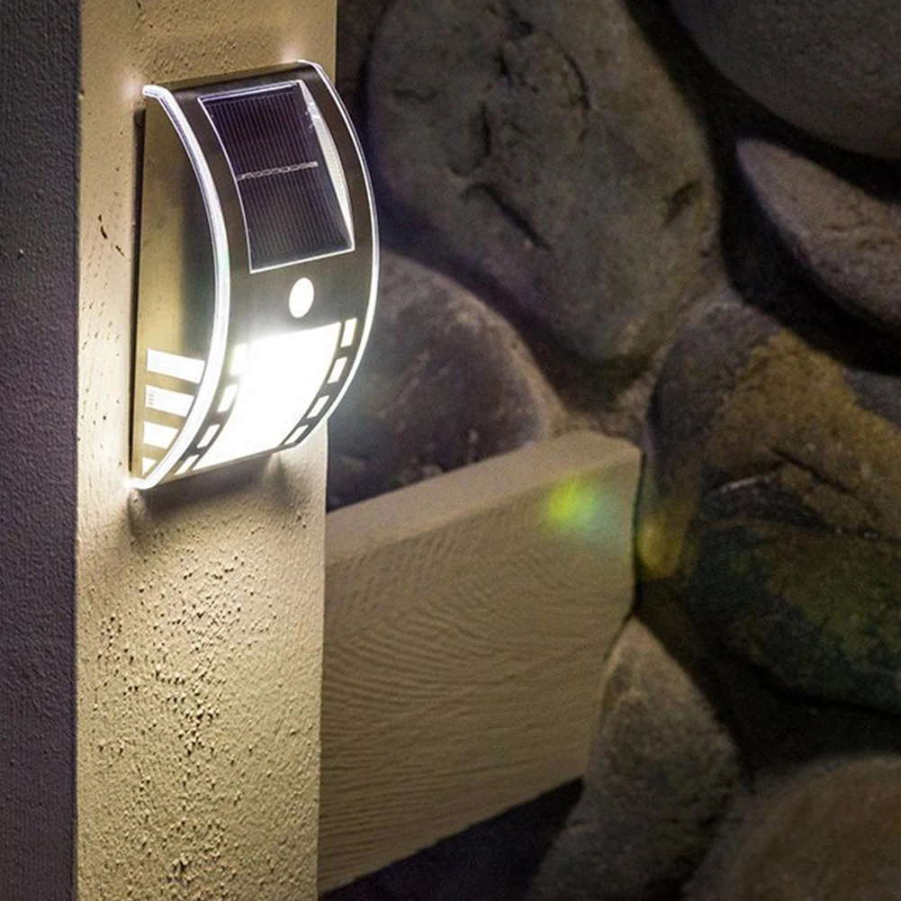 

Garden Stair Stainless Steel Intelligent Balcony PIR Sensor Solar Power Modern Decorative Outdoor 2LED Wall Light