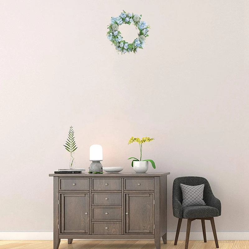 Artificial Hydrangea Peony Floral Spring Wreath With Green Leaves Welcome Front Door For Wedding Wall Home Decor | Дом и сад
