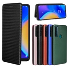 Для TCL 20 SE чехол из углеродного волокна Флип кожаный чехол для TCL 20 SE TCL20SE TCL20 20SE Бизнес магнитной застежкой с откидной крышкой с отделением для карт с тонкий Чехол