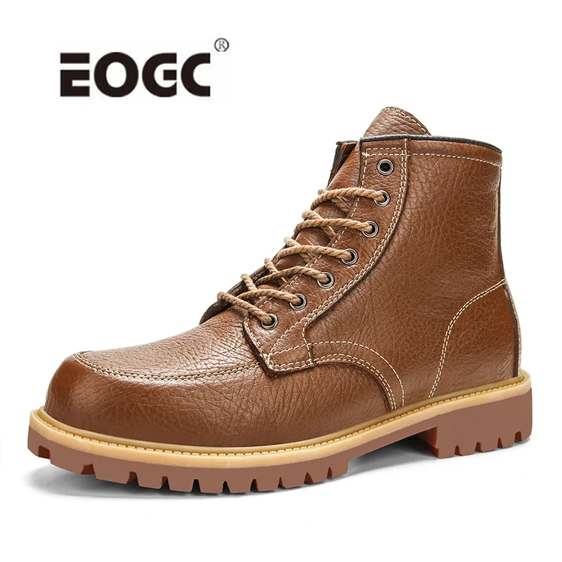 Ботинки мужские из натуральной кожи на шнуровке винтажная Уличная обувь