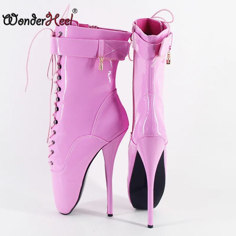 Лидер продаж туфли Wonderheel балетки ботильоны блестящие розовые на каблуке шпильке