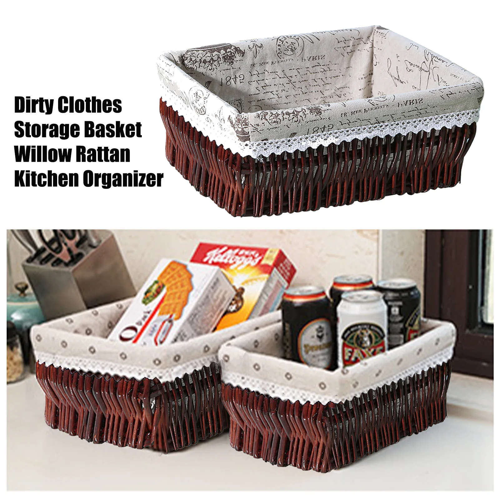 

3 Sizes S/M/L Storage Case Dirty Clothes Storage Basket Beauty Handmade Wickerwork Willow Rattan Woven Kitchen Organizer Boxes