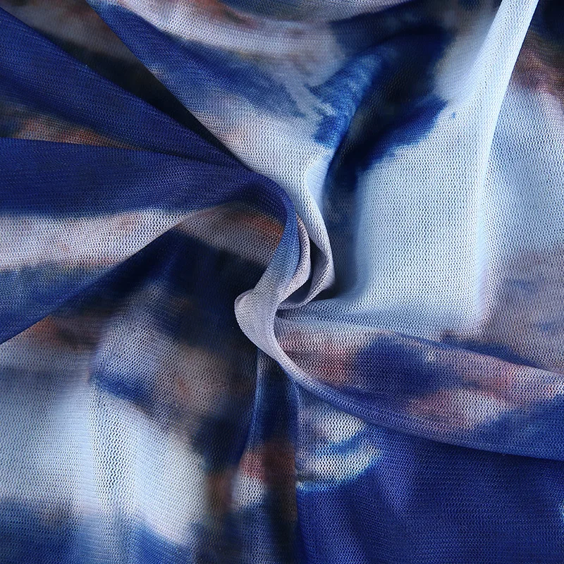 

Aesthetics Tie Dye Ruched Crop Tops Vintage E-girl V-neck Long Sleeve Ruffles Anomalistic Hem T-Shirts 90s Punk Tee