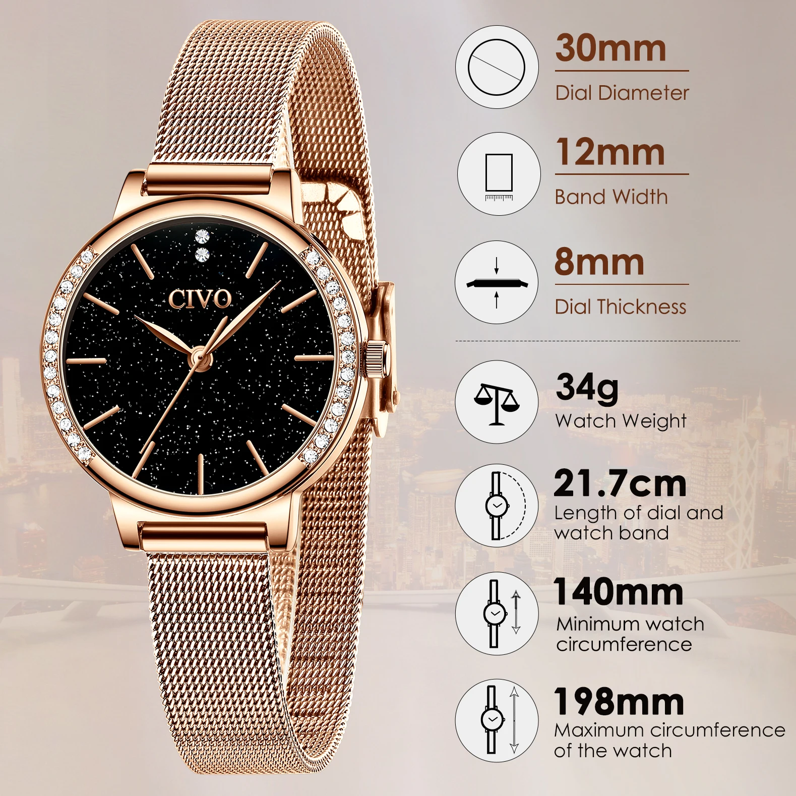 Женские кварцевые часы с сетчатым браслетом водонепроницаемые 8115 | Наручные