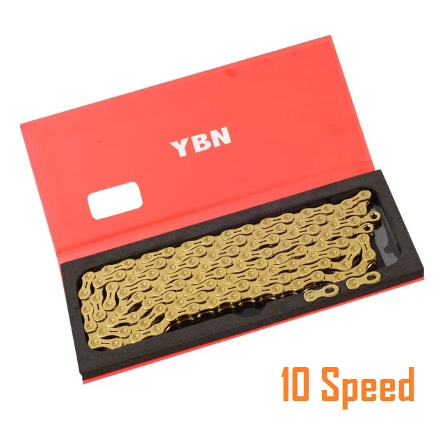 YBN 10/11 цепь для скоростного велосипеда золото Сверхлегкий полу полые велосипедные цепи MTB дорожный велосипед цепь для кросс-кантри w/Волшебный карабин - Цвет: 10S Come with Box
