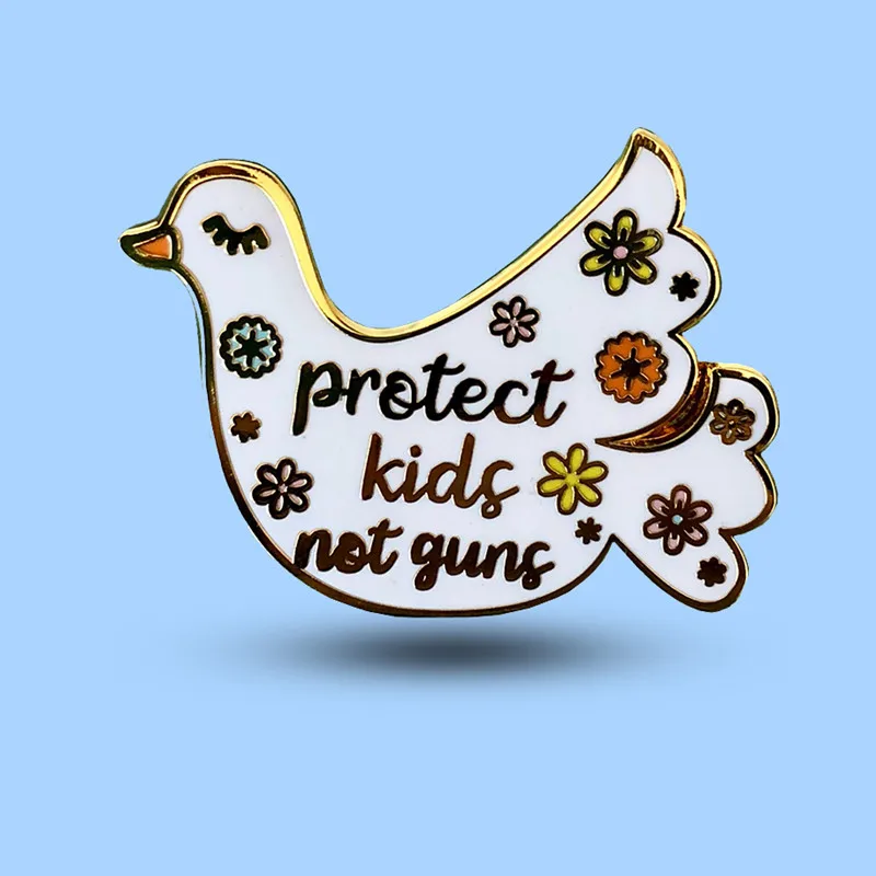 

Protect Kids Not Guns Floral Peace Dove Brooch Pins Enamel Metal Badges Lapel Pin Brooches Jackets Fashion Jewelry Accessories