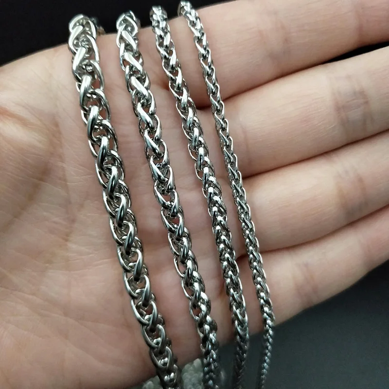 Цепочки ручной работы мужские шириной 3 6 мм плетеные цепи из нержавеющей стали
