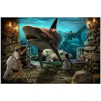 diy diamond painting shark wall art cross stitch picture animal 5d embroidery mosaic handmade full round drill home decoration