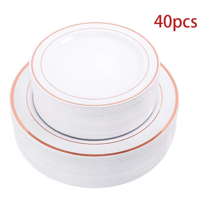40pcs 7.5inch plate Серия розово-золотого цвета шар цвета розового золота одноразовая скатерть соломенная бумага полотенце чашка розовое золото Свадьба День Рождения Вечеринка украшения - Цвет: 40pcs 7.5inch plate