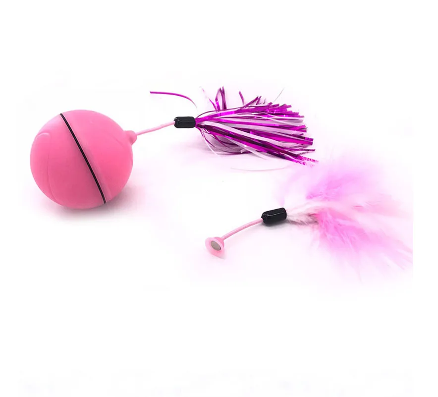 pink HIPET электрическая игрушка для кошек, Интерактивная USB Автоматическая вращающаяся игрушка для собак, шар для домашних животных, умный светодиодный лазерный красный светильник, забавные игрушки для кошек - Цвет: pink