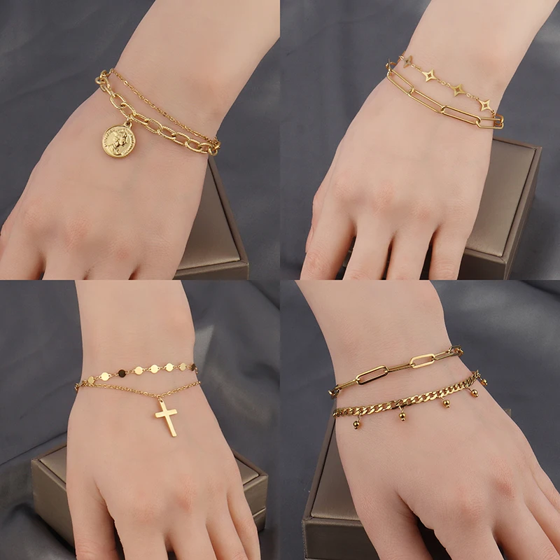 Женский браслет-цепочка из нержавеющей стали в стиле панк