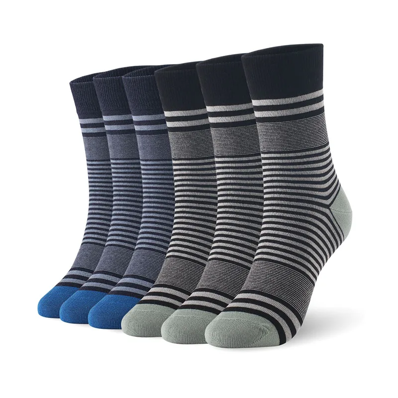 Darkblue3Black3 Men cotton socks stripped man large size socks 6pairs/lot UK SIZE 7-11 EUR SIZE 40-46 1002 VKMONY - Цвет: Darkblue3Black3