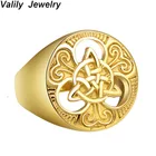 Кольцо с узелком Valily из нержавеющей стали в стиле ирландской кельтики, винтажное байкерское украшение в стиле ретро, панк, из титана, для мужчин и женщин, золотистого цвета