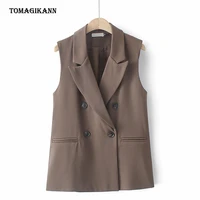 women blazer vest notched double breasted plus size suit waistcoat 2021 new fashion office lady outerwear clothing
