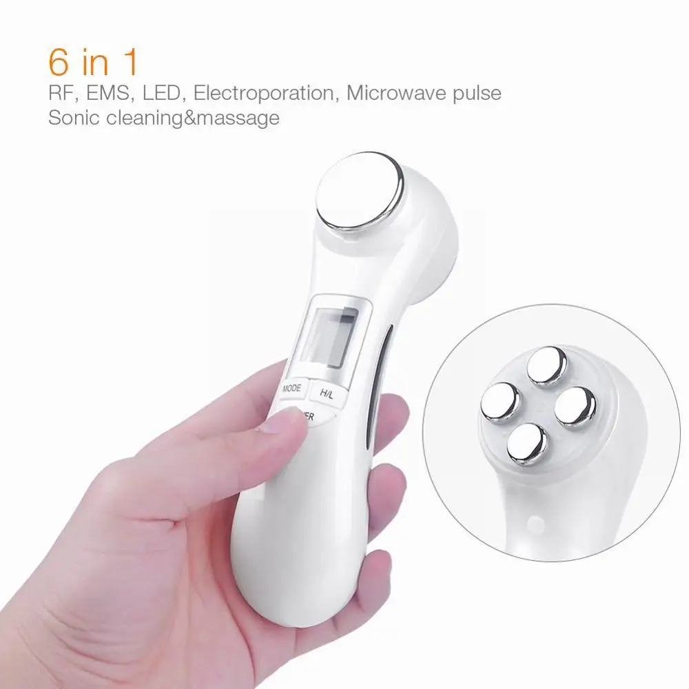 6 in 1 Facial Massager Rechargeable Beauty Facial Tightening Lifting Skin Firming Whitening LED Skin Tightening Women Care