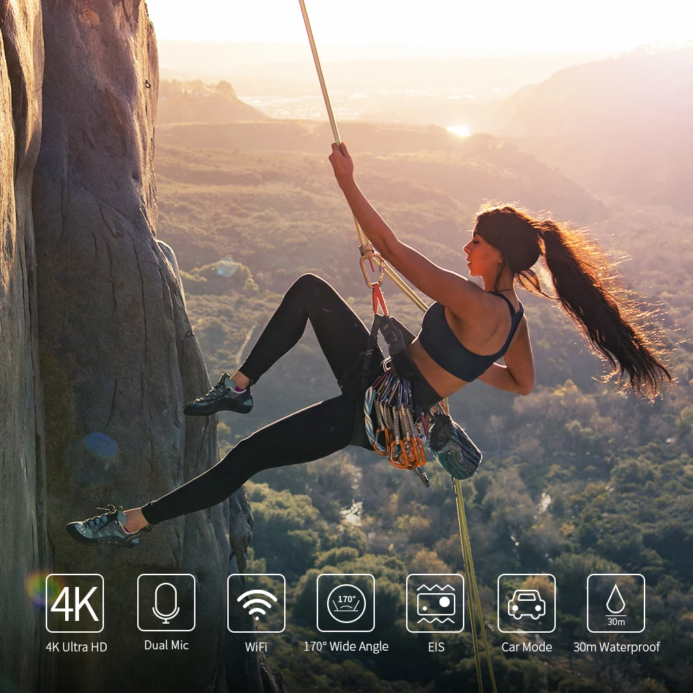 Спортивная экшн-камера Full HD 4K с функцией EIS встроенный Wi-Fi водонепроницаемая 30 м