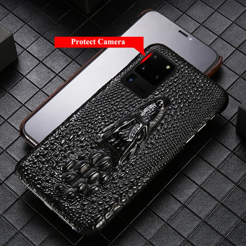 for samsung galaxy s21 ultra note 20 10 s20 fe plus s10 a52 a72 m51 case genuine leather 3d crocodile texture hard cover funda free global shipping