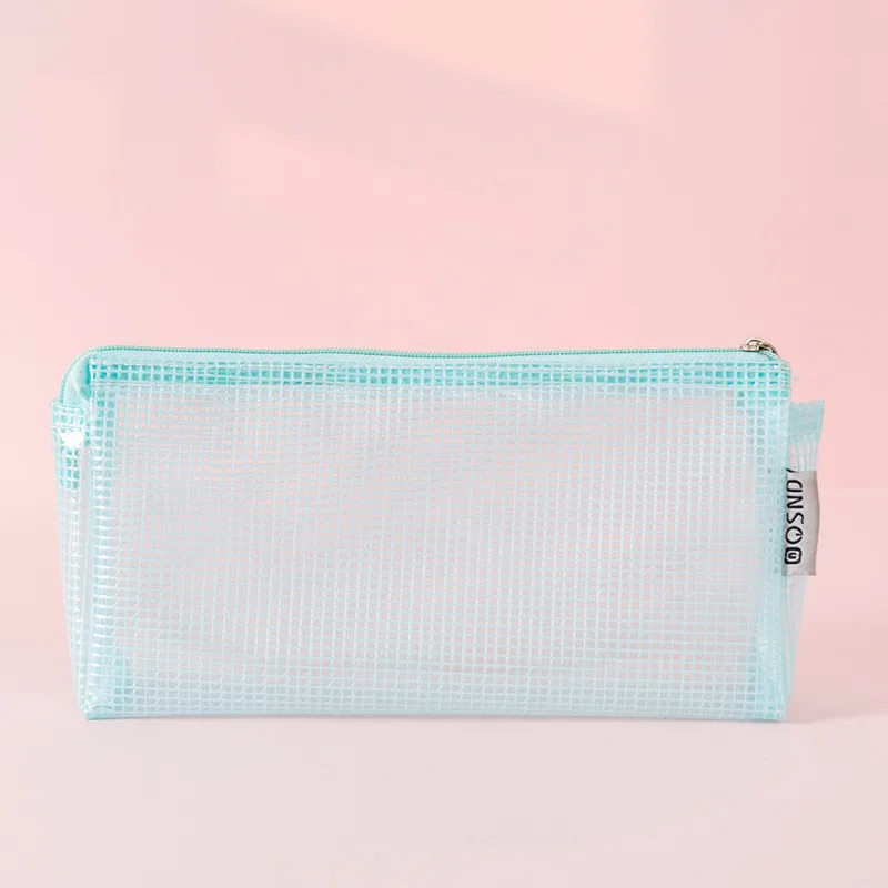 

Simple Pencil Cases Transparent Mesh Student Pencil Bag Large Capacity Pen Storage Box Case School Office Supplies Nylon Bags