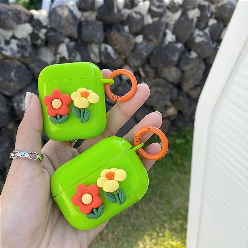

Чехол для наушников AirPods Pro, чехол из ТПУ, милый 3D Цветочный Мягкий защитный чехол для AirPod 2 1 Airpods, чехол-футляр, чехлы, брелок