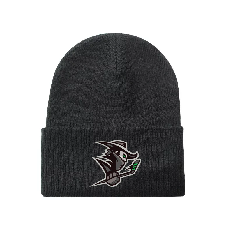 Зимняя вязаная шапка для фанатов хоккея Han Duck с вышитым логотипом черного и