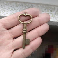 key charms pendants wholesale lots earrings making materials heart retro bronze plate diy necklaces jewellery components 50pcs