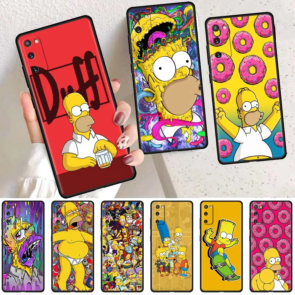 

Cartoon Family Sim Case For Samsung Galaxy S21 Ultra S20 FE S10 S9 S10e S8 Plus Note 20 10 Lite S7 Edge Black Soft Phone Cover