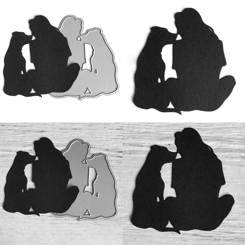 

Woman Dog Metal Cutting Dies Stencil Scrapbooking DIY Album Stamp Paper Card Mold Embossing Decoration 97QD