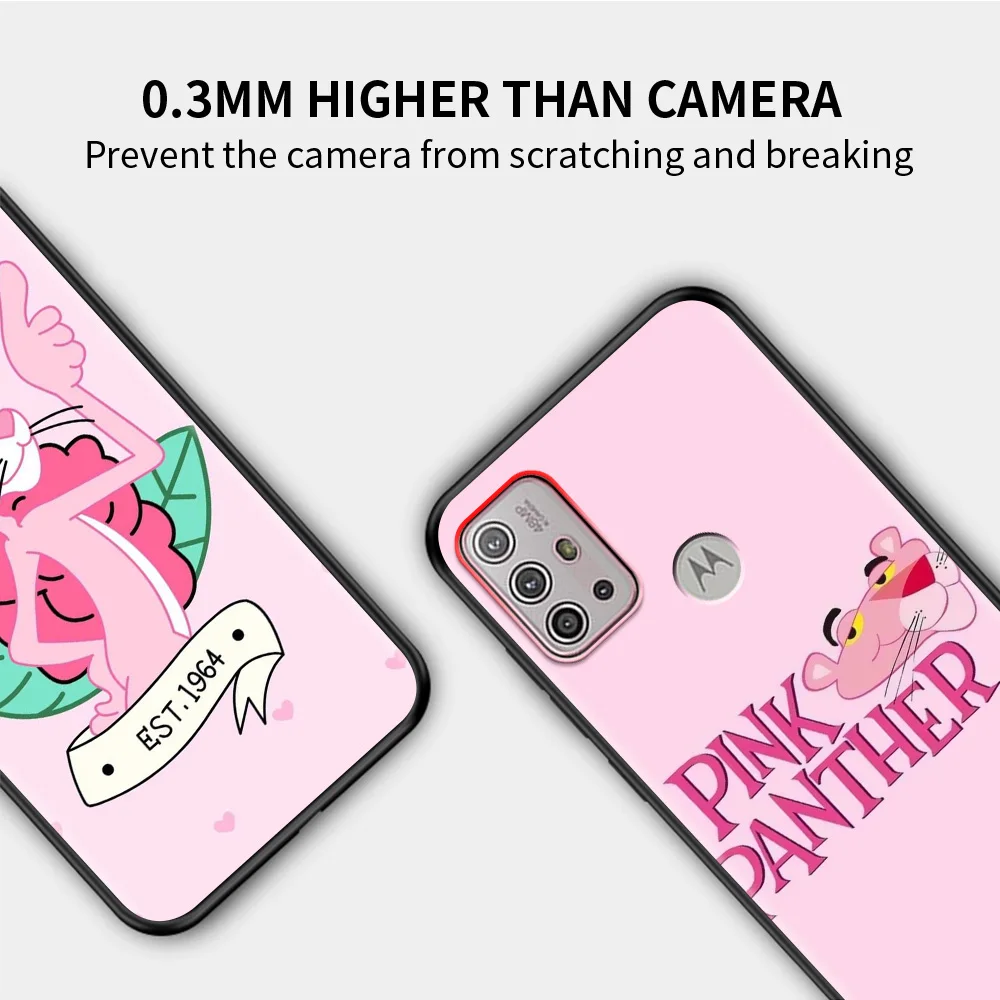 For MOTOROLA One Fusion Case for Moto G10 G9 G8 Plus Play Power One G20 G30 G40 G50 G60 Edge 20 Phone Shell Cartoon Pink Panther