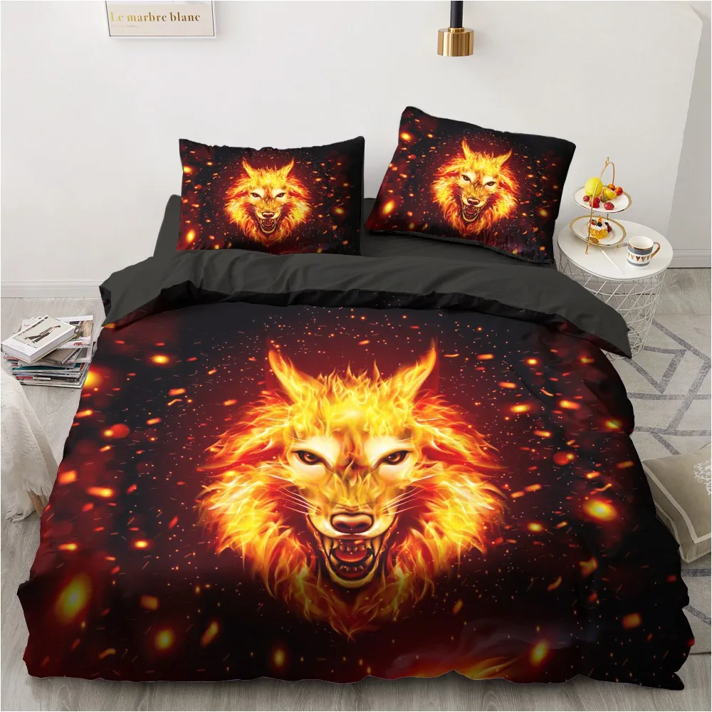 

3D Printed Bedding Sets luxury Blcak Series Bohemian Wolf Style Single Queen Double Full King Twin Bed For Home Duvet Cover