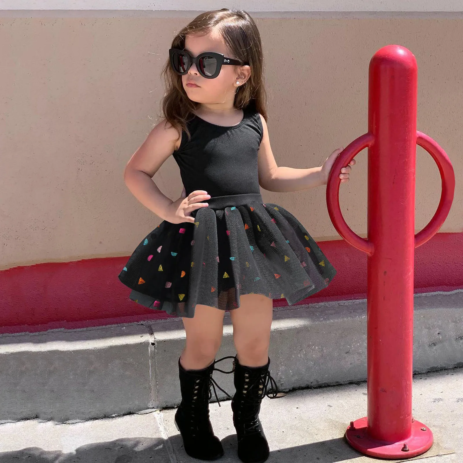 

Toddler Baby Girls Summer Clothing Sets Solid Cotton Vest +Tutu Gauze Sequin Skirt Kids Outfits Fashion Girl Clothes 1 2 3 4Year
