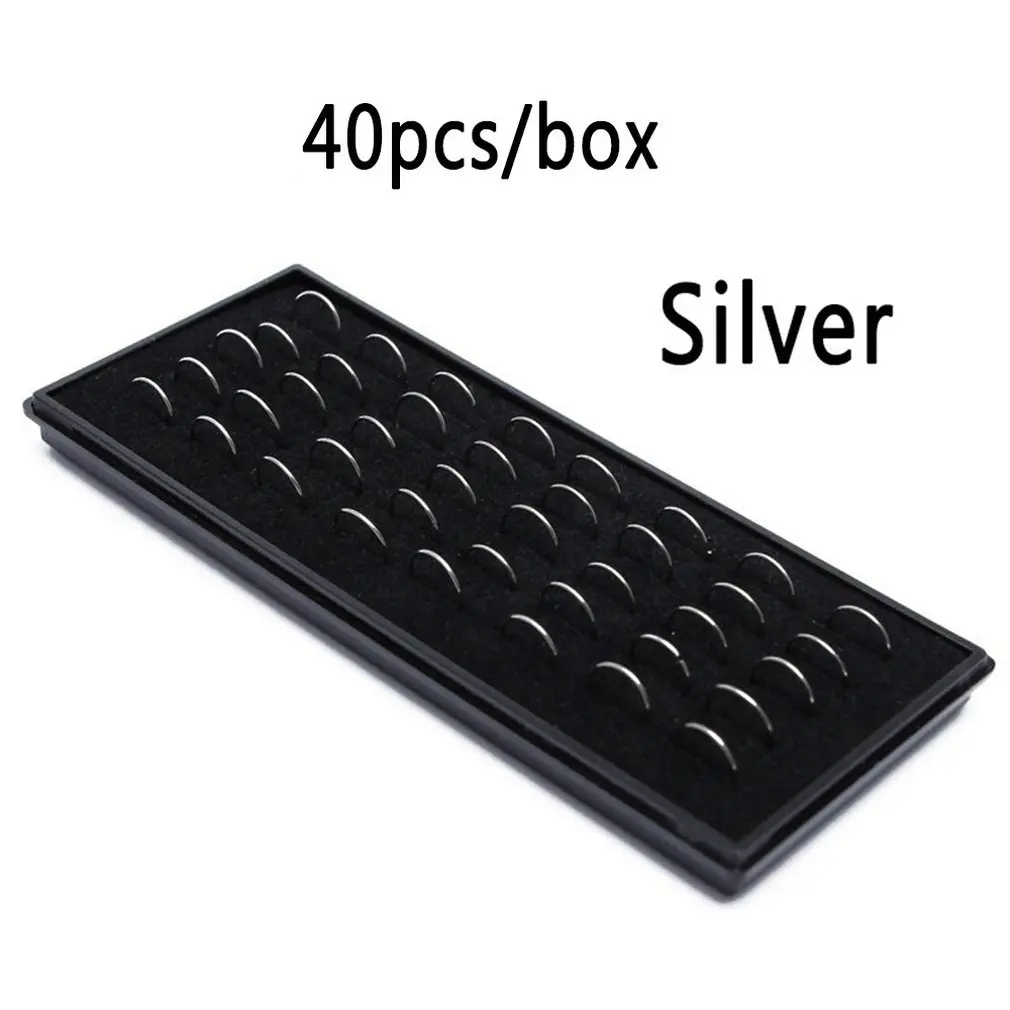 40pcs silver Открытый круг кольцо из нержавеющей стали для носа гвозди носовые украшения для пирсинга из нержавеющей стали кольцо для носа - Окраска металла: 40pcs silver