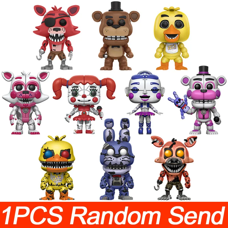 1PCS Random Игрушки Five Nights At Freddy's, ПВХ, 10 шт., фигурки, куклы-медведи из винила FNAF Бонни и Чика Foxy Freddy Fazbear, кукла - Цвет: 1PCS Random